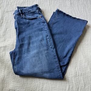 Forever 21+ Curvy Straight Blue Jeans Stretchy Size 16 High Rise Waisted